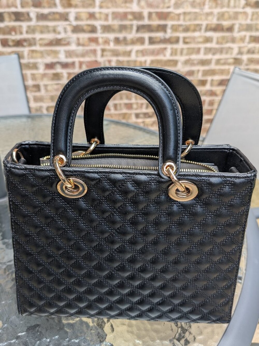 BRAND NEW Black Designer-Look "Lady Bag" Shoulder Handbag